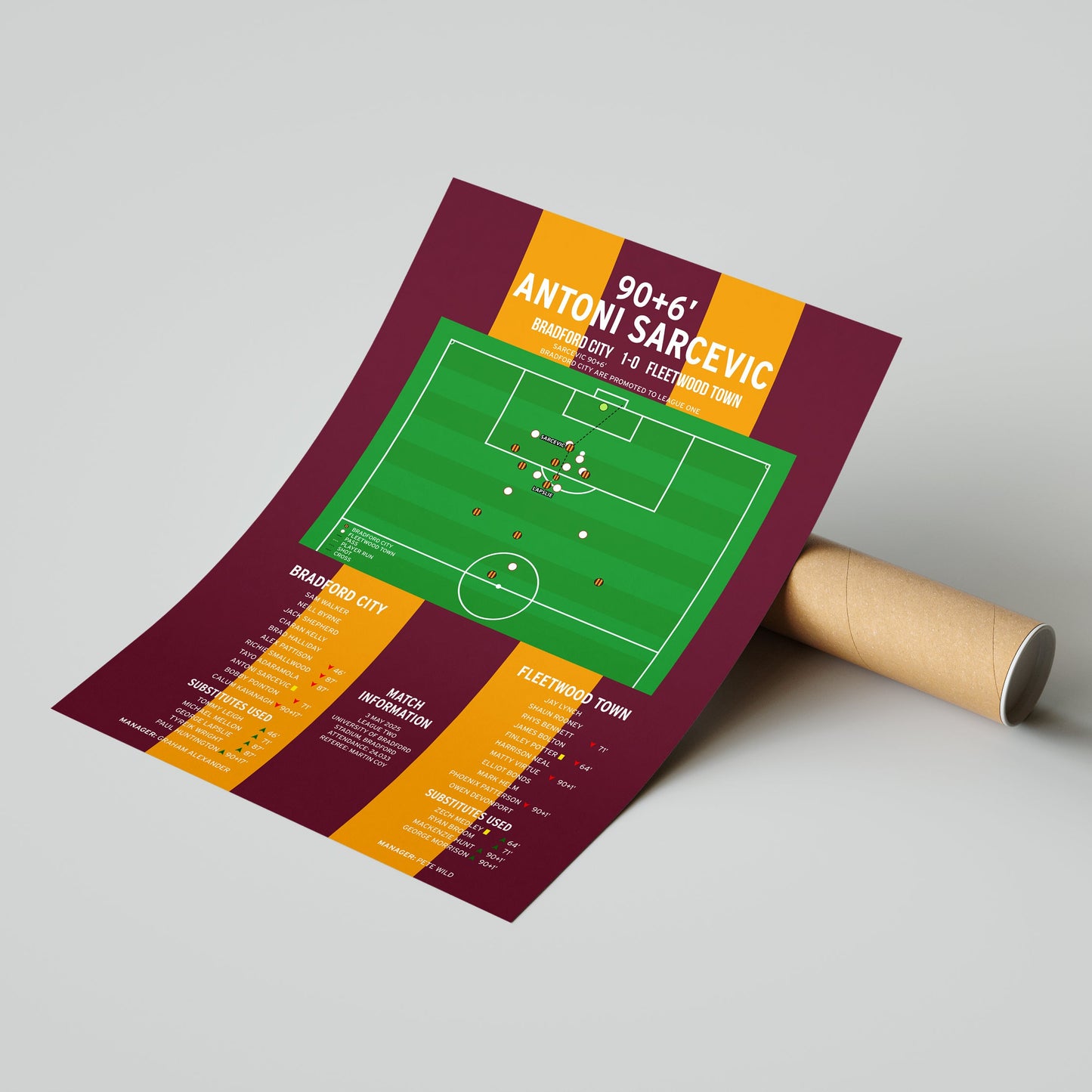 Antoni Sarcevic Goal – Bradford City vs Fleetwood Town – League Two 2025