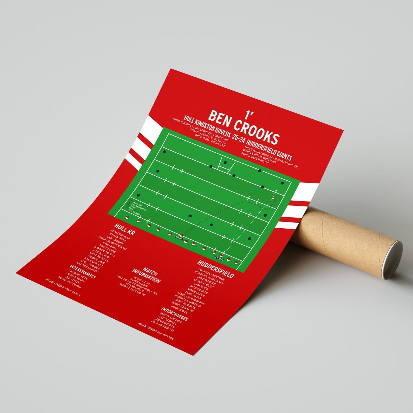 Ben Crooks Try – Hull Kingston Rovers vs Huddersfield Giants – Super League 2021