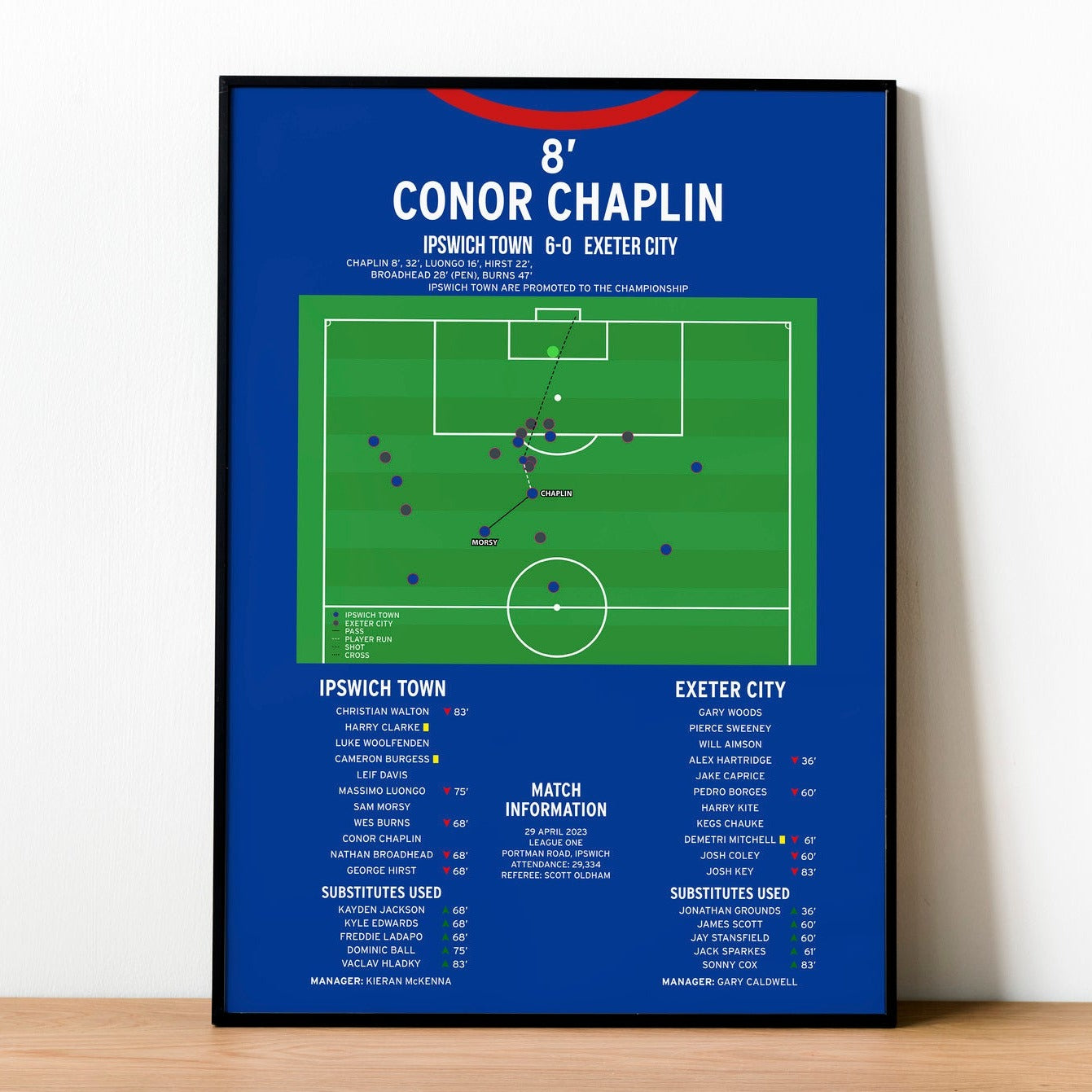 Conor Chaplin Goal – Ipswich Town vs Exeter City – League One 2023