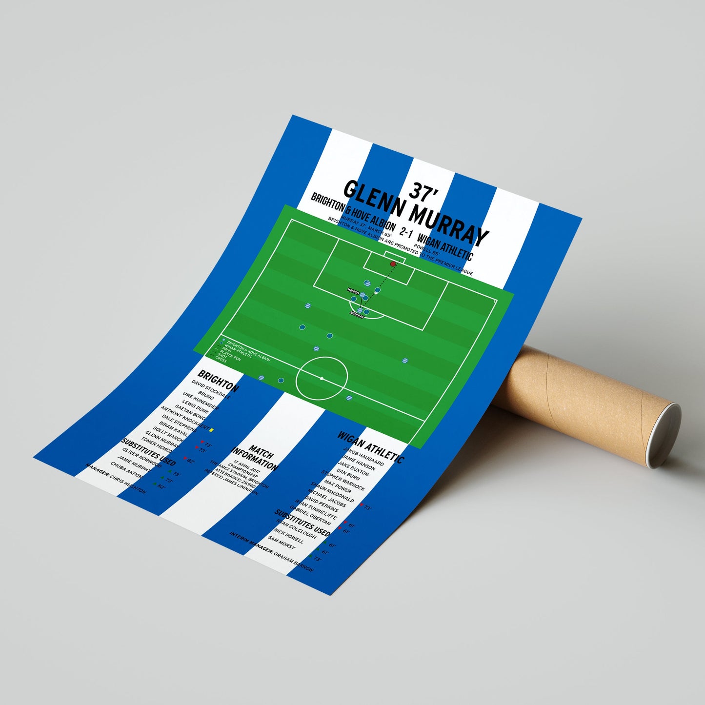 Glenn Murray Goal – Brighton vs Wigan – Championship 2017