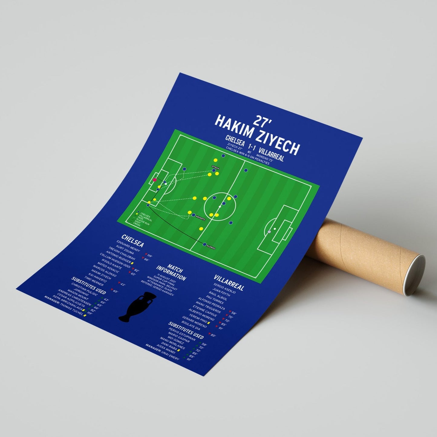 Hakim Ziyech Goal – Chelsea vs Villarreal – Super Cup 2021