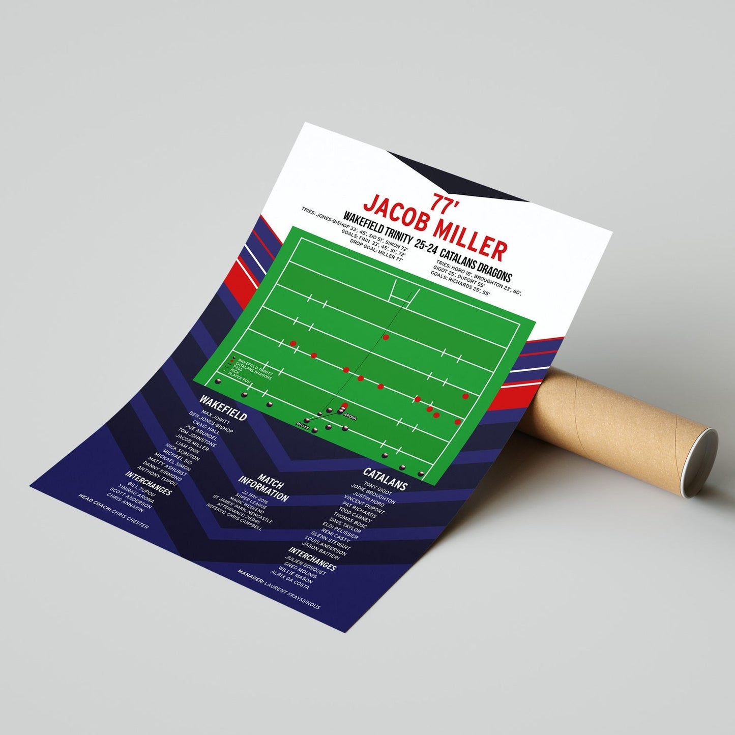 Jacob Miller Drop Goal – Wakefield vs Catalans Dragons – Super League Magic Weekend 2016