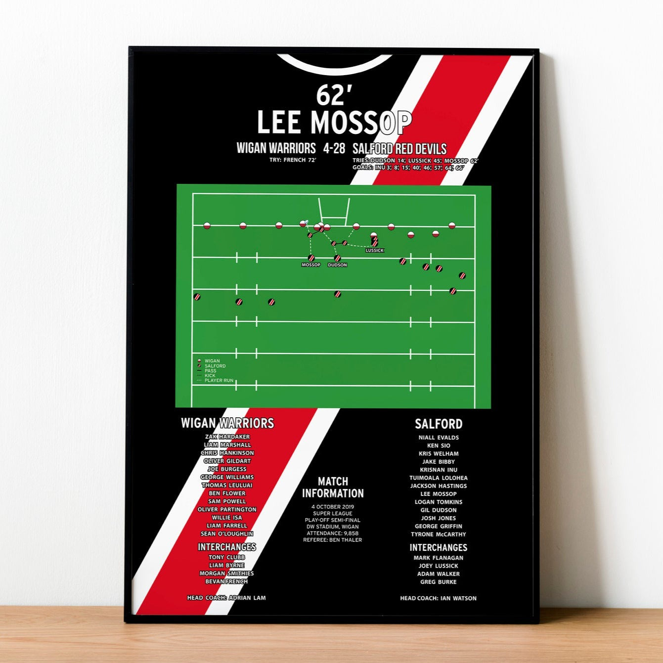 Lee Mossop Try – Wigan Warriors vs Salford Red Devils – Super League Play-Off Semi-Final 2019