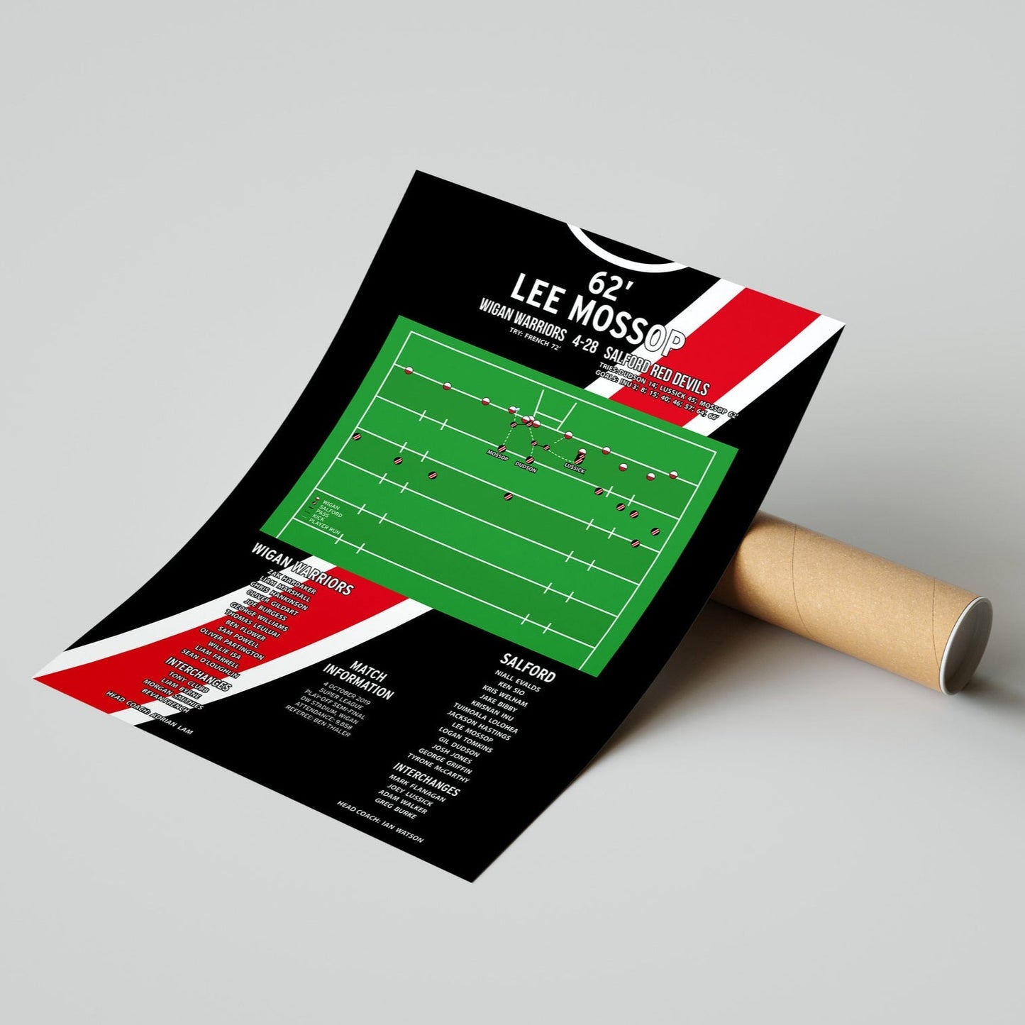 Lee Mossop Try – Wigan Warriors vs Salford Red Devils – Super League Play-Off Semi-Final 2019