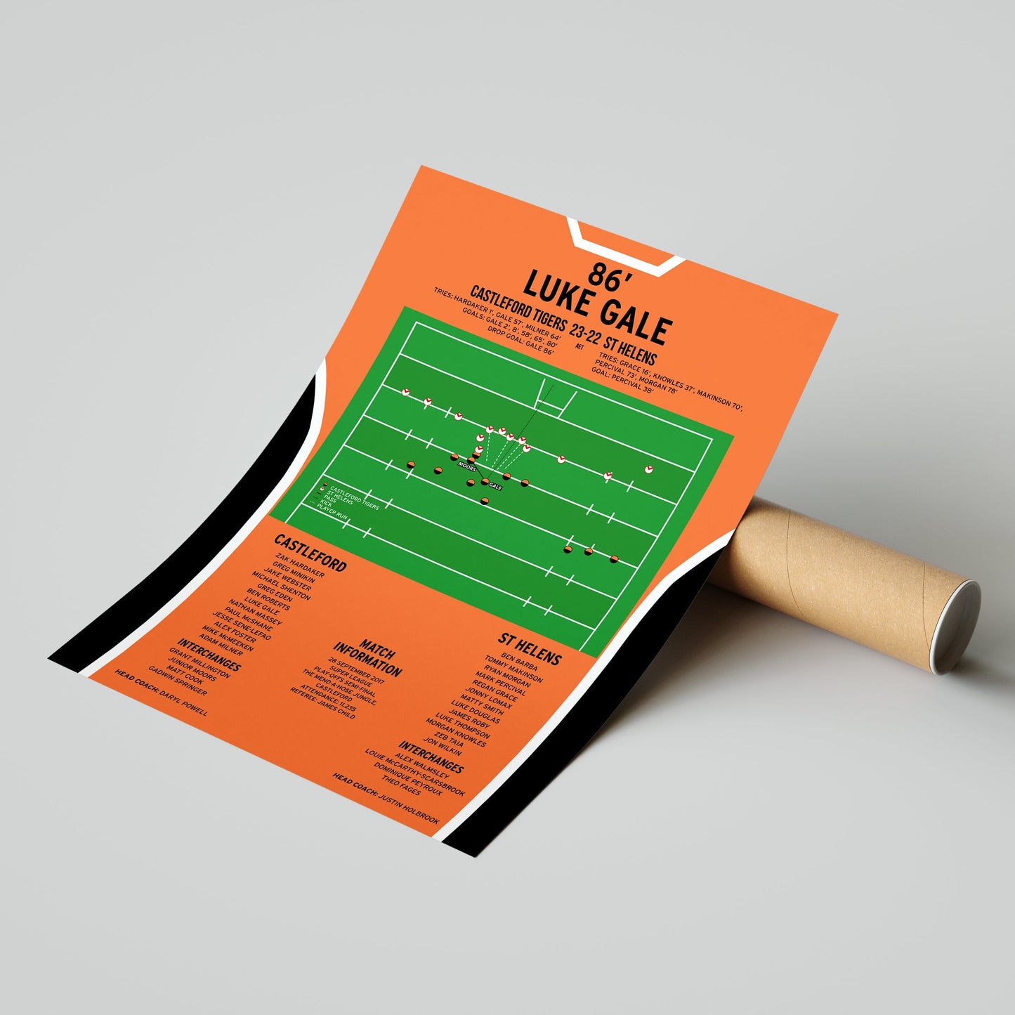 Luke Gale Drop Goal – Castleford Tigers vs St Helens – Super League Play-Off Semi-Final 2017