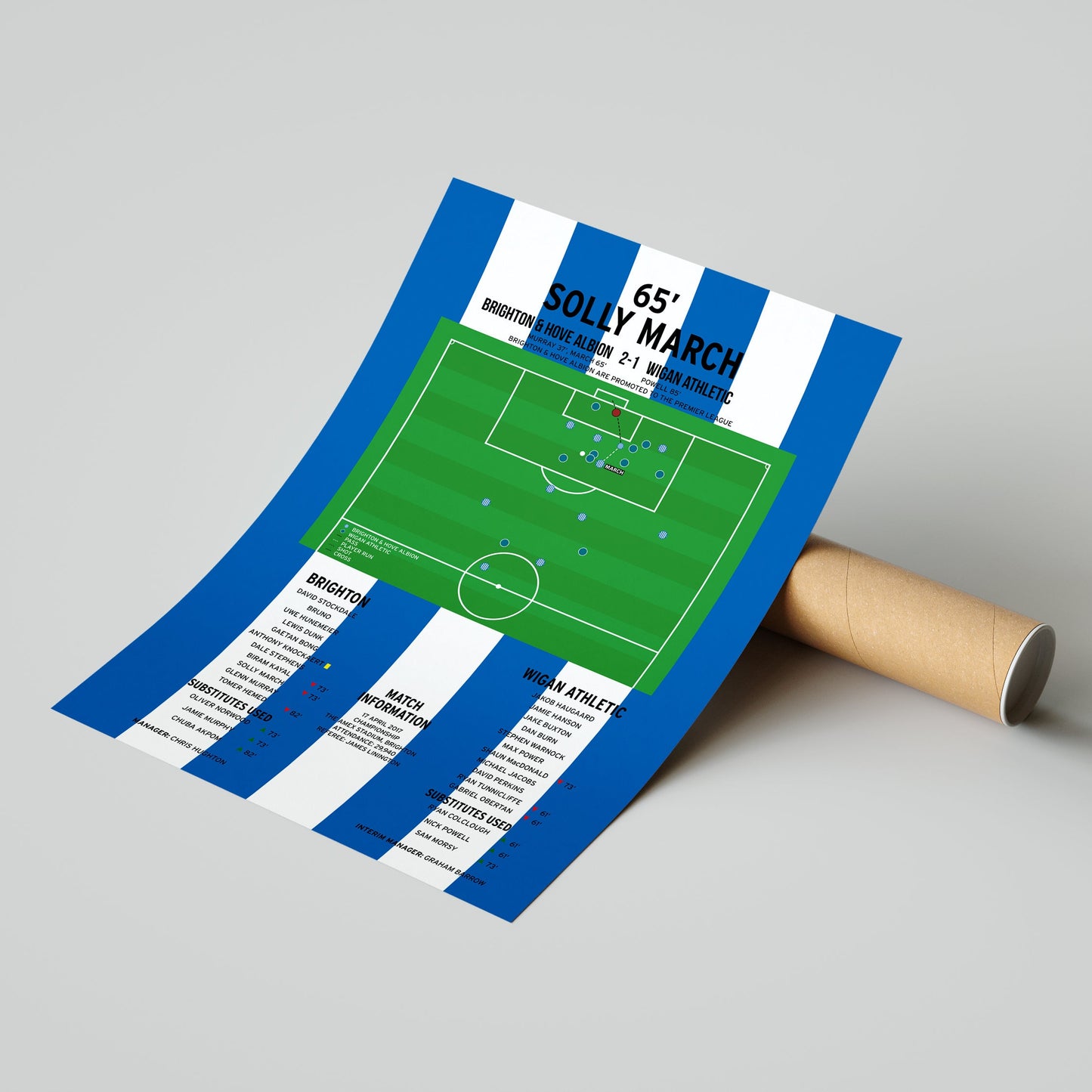 Solly March Goal – Brighton vs Wigan – Championship 2017