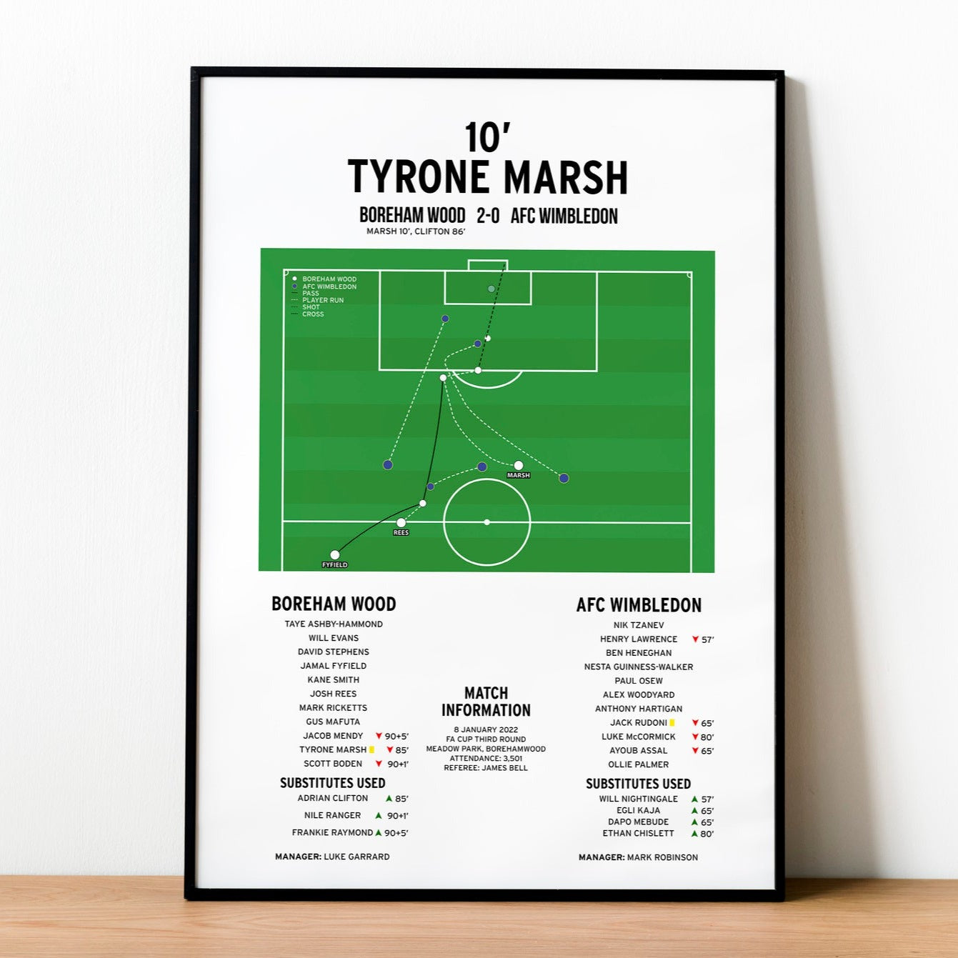 Tyrone Marsh Goal – Boreham Wood vs AFC Wimbledon – FA Cup 2022