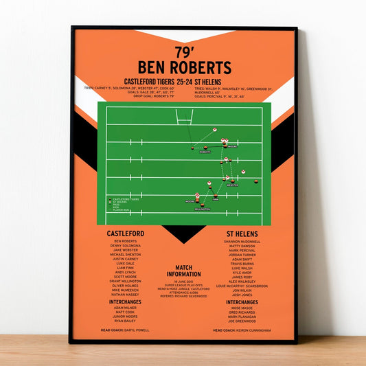 Ben Roberts Drop Goal – Castleford Tigers vs St Helens – Super League Play-Offs 2015