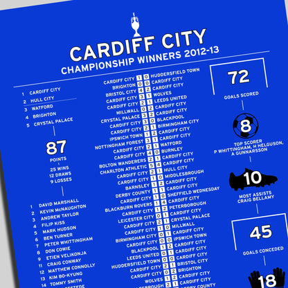 Cardiff City 2012-13 Championship Winning Poster