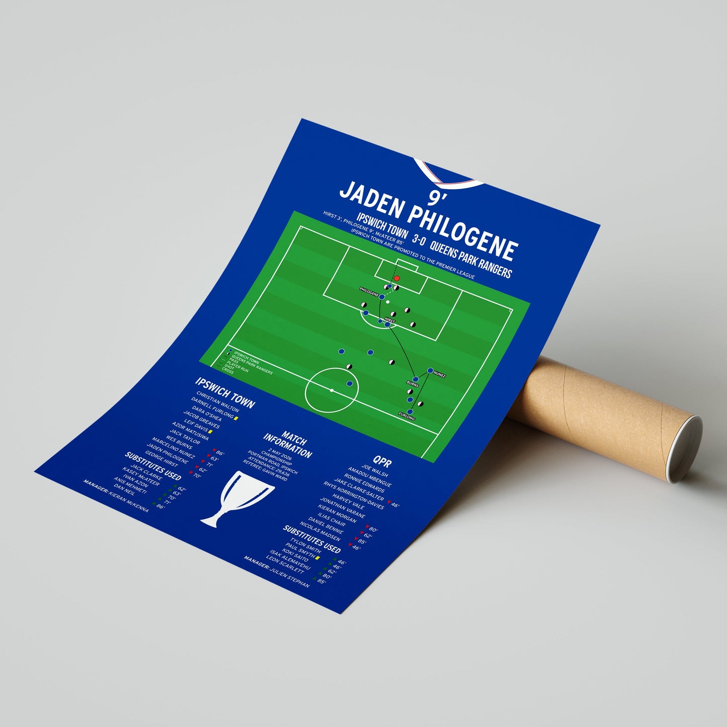 Jaden Philogene Goal – Ipswich Town vs QPR – Championship 2026