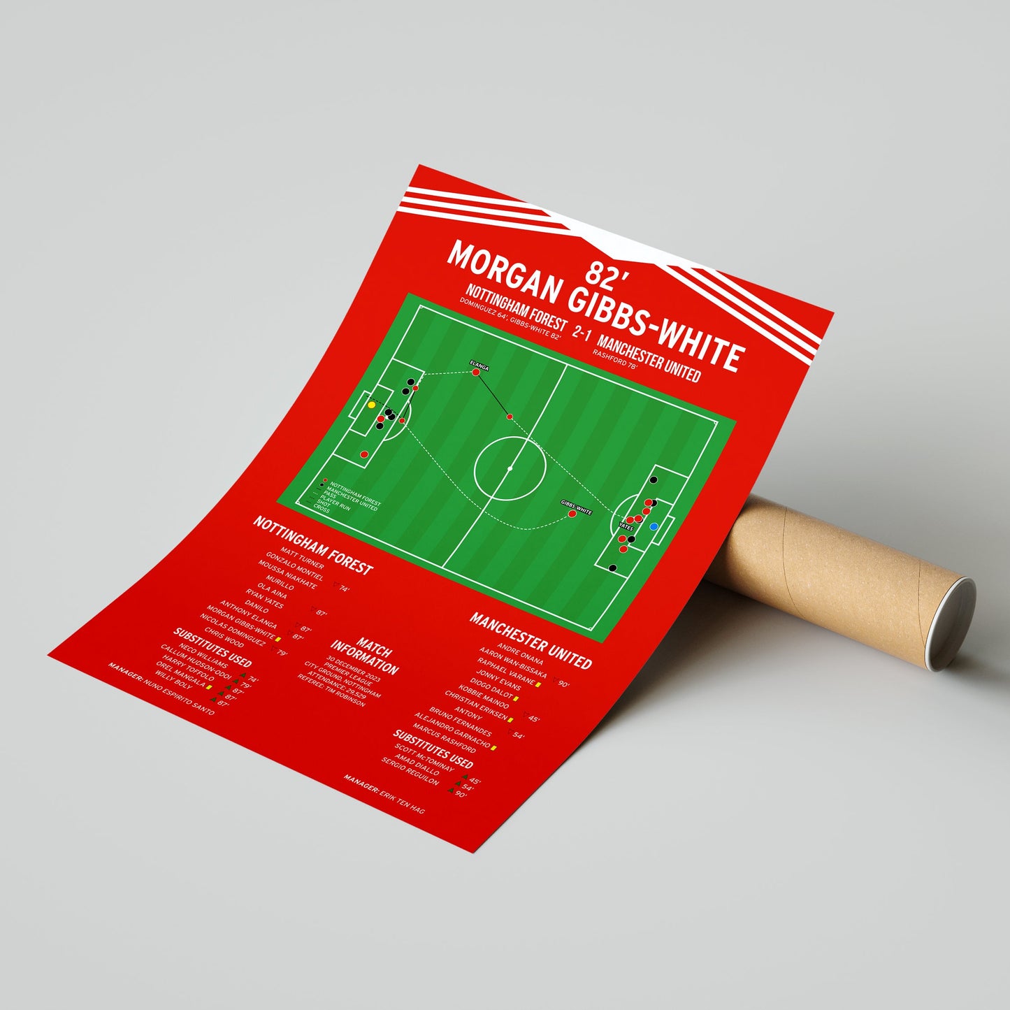 Morgan Gibbs-White Goal – Nottingham Forest vs Manchester United – Premier League 2023